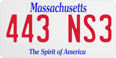 MA license plate 443NS3