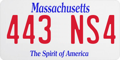MA license plate 443NS4