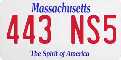 MA license plate 443NS5