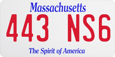 MA license plate 443NS6