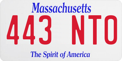 MA license plate 443NT0