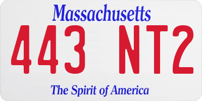MA license plate 443NT2