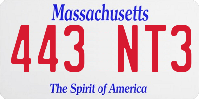 MA license plate 443NT3