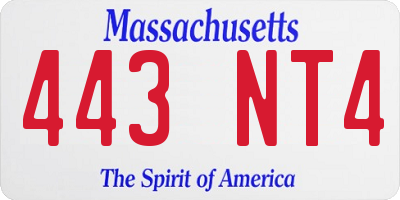 MA license plate 443NT4