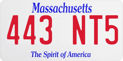 MA license plate 443NT5