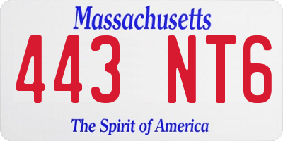 MA license plate 443NT6