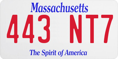 MA license plate 443NT7