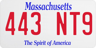 MA license plate 443NT9