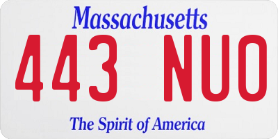 MA license plate 443NU0