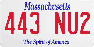 MA license plate 443NU2