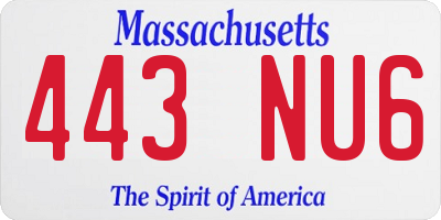 MA license plate 443NU6