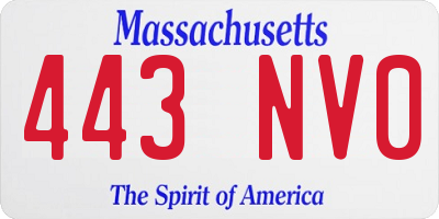 MA license plate 443NV0