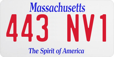 MA license plate 443NV1