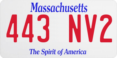 MA license plate 443NV2