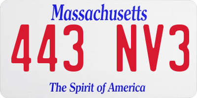 MA license plate 443NV3