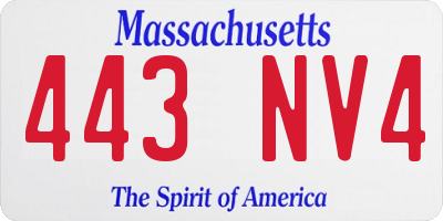 MA license plate 443NV4
