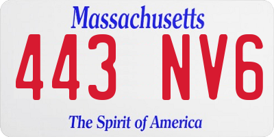 MA license plate 443NV6