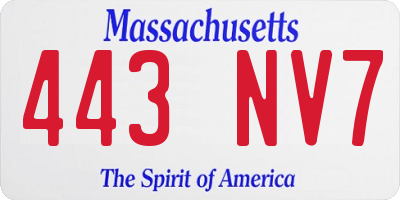 MA license plate 443NV7