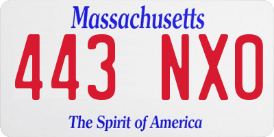 MA license plate 443NX0
