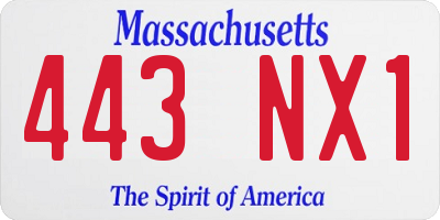 MA license plate 443NX1