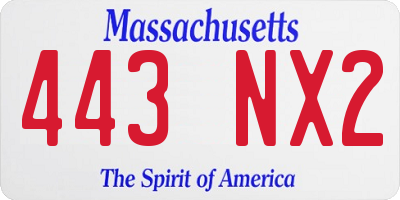 MA license plate 443NX2