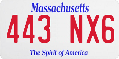 MA license plate 443NX6