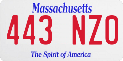 MA license plate 443NZ0
