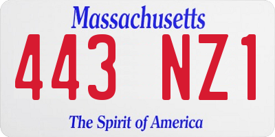 MA license plate 443NZ1