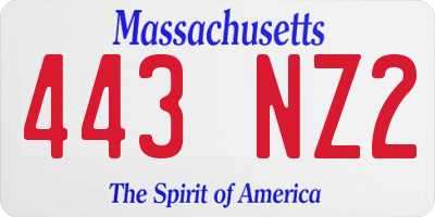 MA license plate 443NZ2