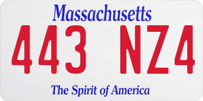 MA license plate 443NZ4