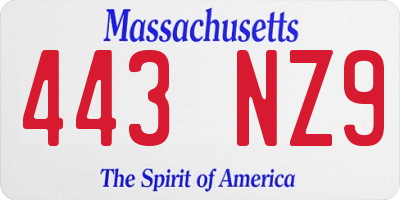 MA license plate 443NZ9