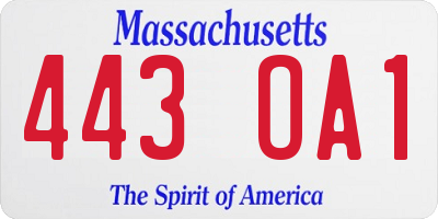 MA license plate 443OA1