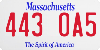 MA license plate 443OA5