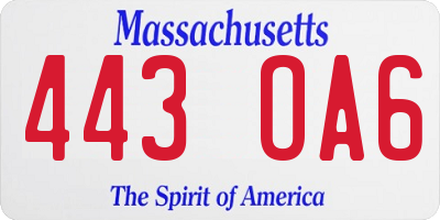 MA license plate 443OA6