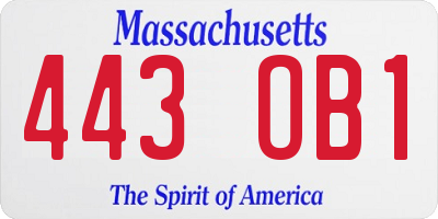 MA license plate 443OB1
