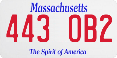 MA license plate 443OB2