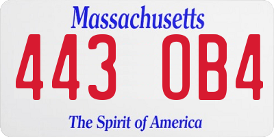 MA license plate 443OB4