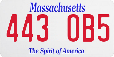 MA license plate 443OB5