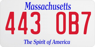 MA license plate 443OB7