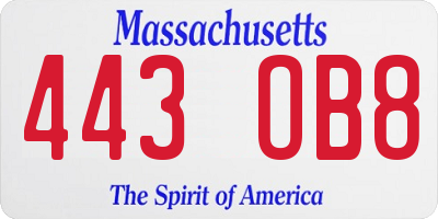 MA license plate 443OB8