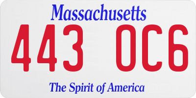 MA license plate 443OC6