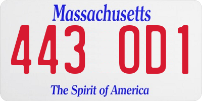 MA license plate 443OD1