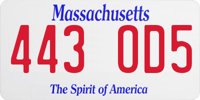MA license plate 443OD5