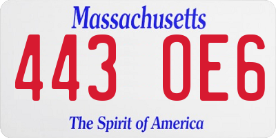 MA license plate 443OE6