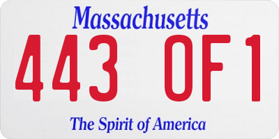 MA license plate 443OF1
