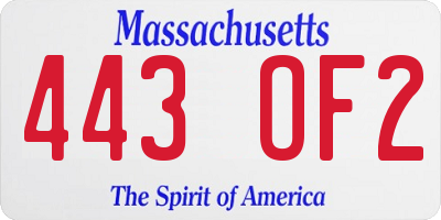 MA license plate 443OF2