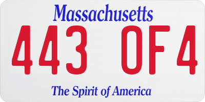MA license plate 443OF4