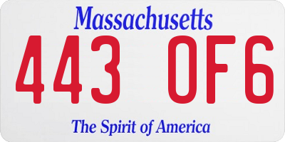 MA license plate 443OF6