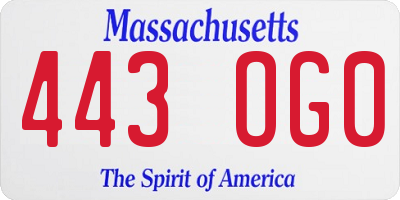 MA license plate 443OG0
