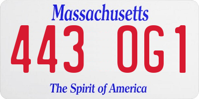 MA license plate 443OG1